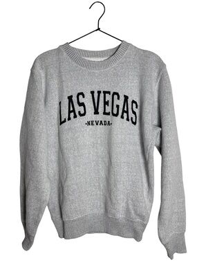 ESY Surf Co. Las Vegas Nevada Grey Ribbed Knit Crewneck Sweater Small